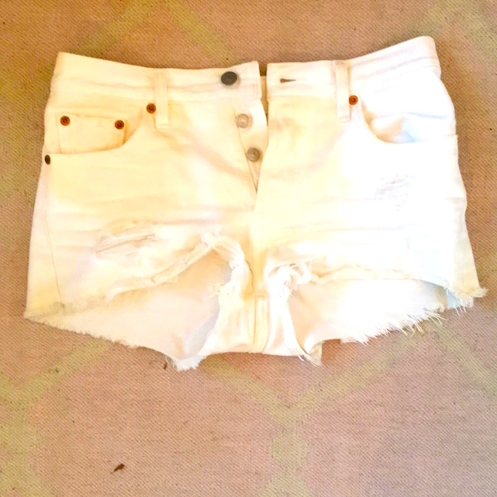 white denim shorts